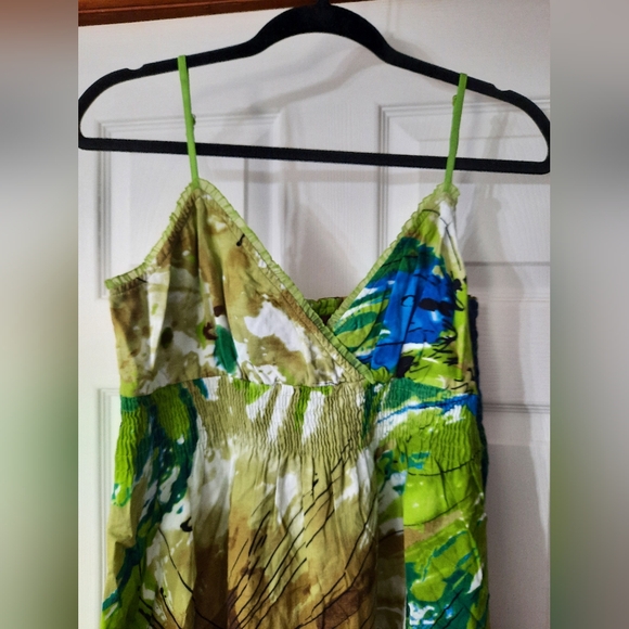 Vintage Y2K Cotton Summer Watercolour Print Dress - Picture 3 of 14